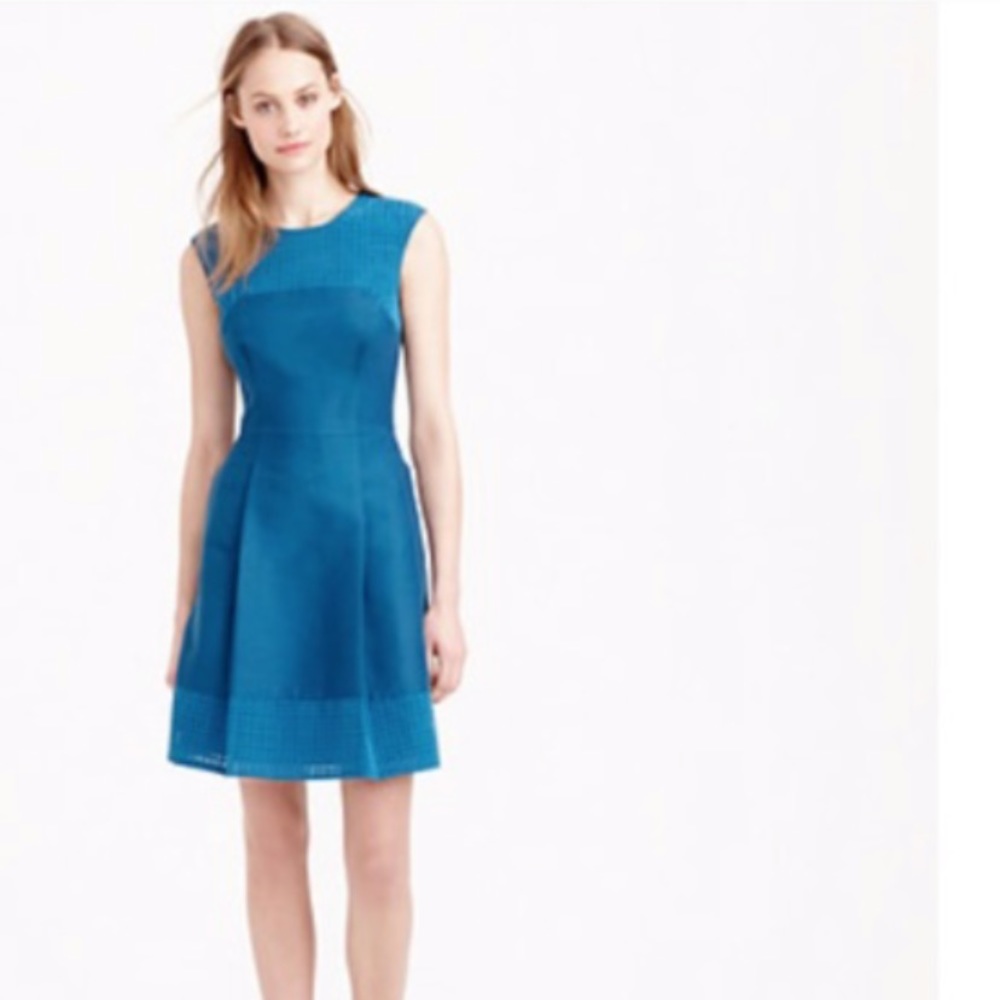 J. Crew teal fit and flare dress 8